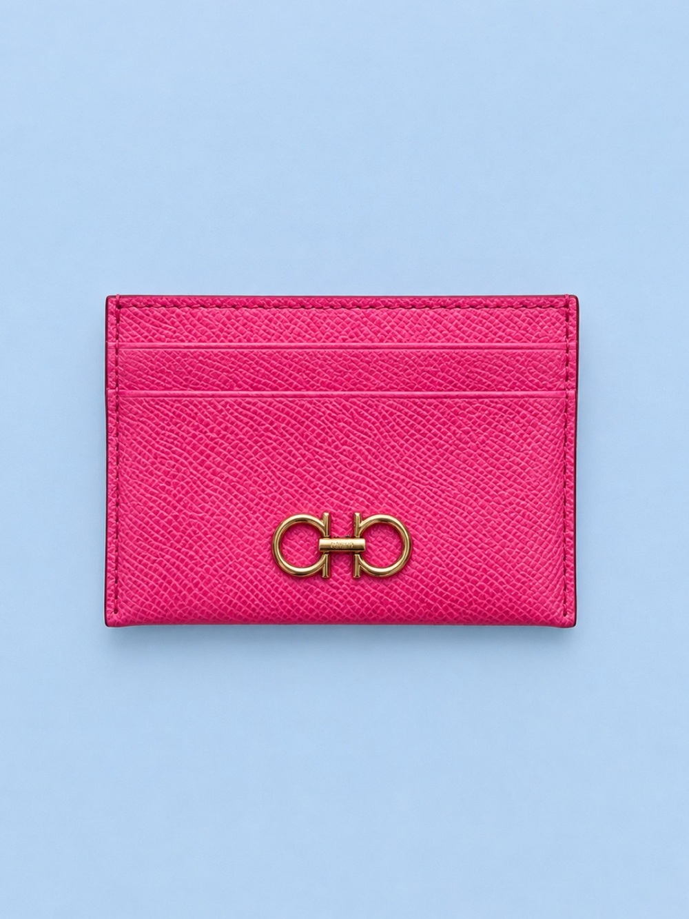 🔥SALVATORE FERRAGAMO Pink Card Holder with gold logo